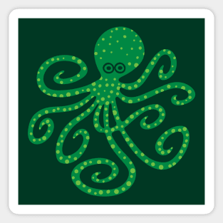 GREEN OCTOPUS Funny Undersea Ocean Creature with Tentacles - UnBlink Studio by Jackie Tahara Sticker